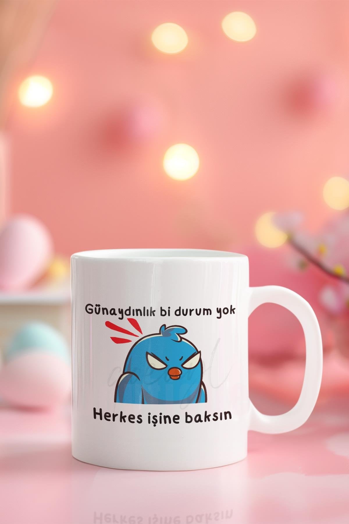 Günaydınlık Bi Durum Yok Herkes İşine Baksın Baskılı Eğlenceli Hediyelik Beyaz Kupa Bardak