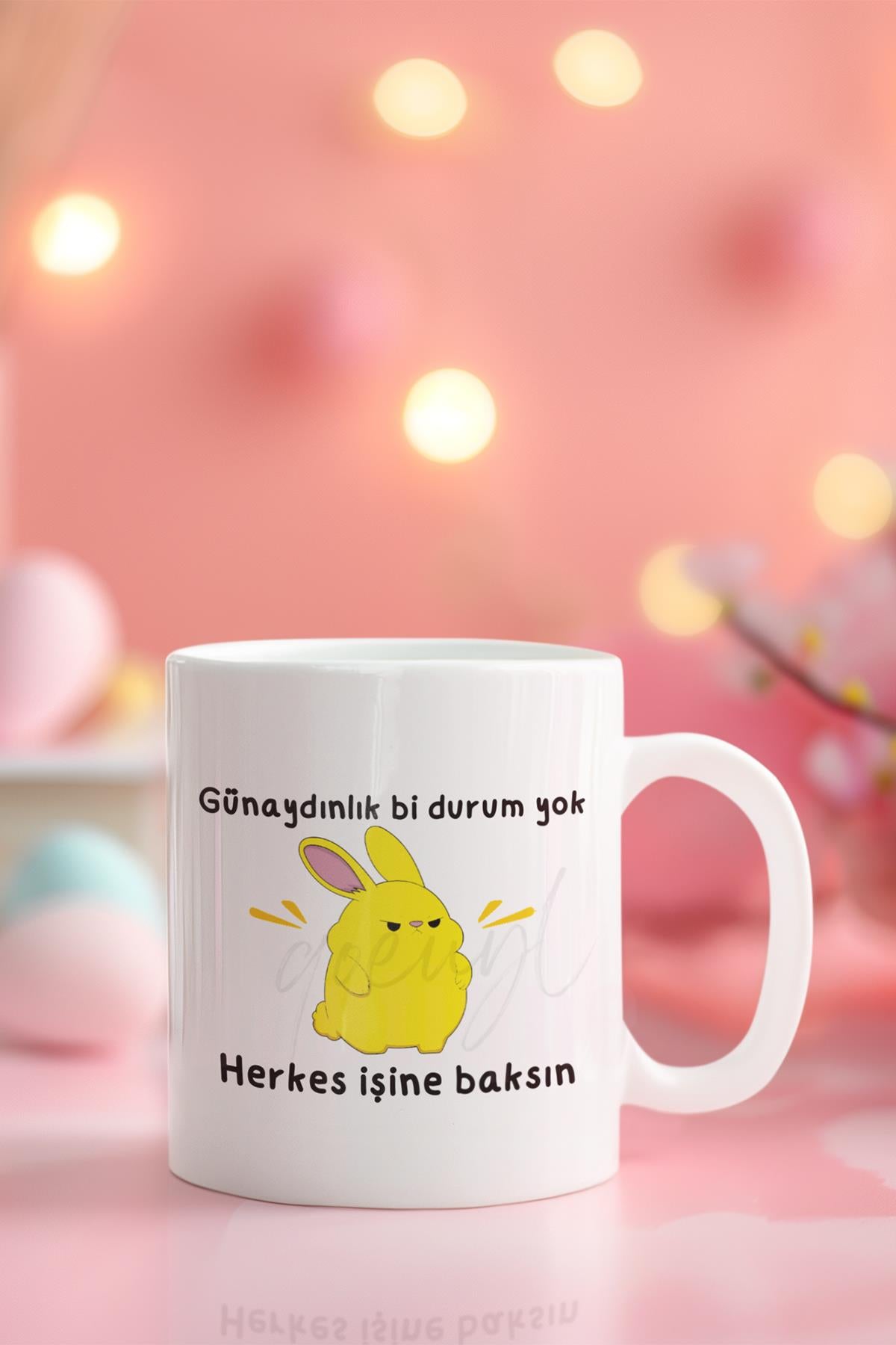 Günaydınlık Bi Durum Yok Herkes İşine Baksın Baskılı Eğlenceli Hediyelik Beyaz Kupa Bardak