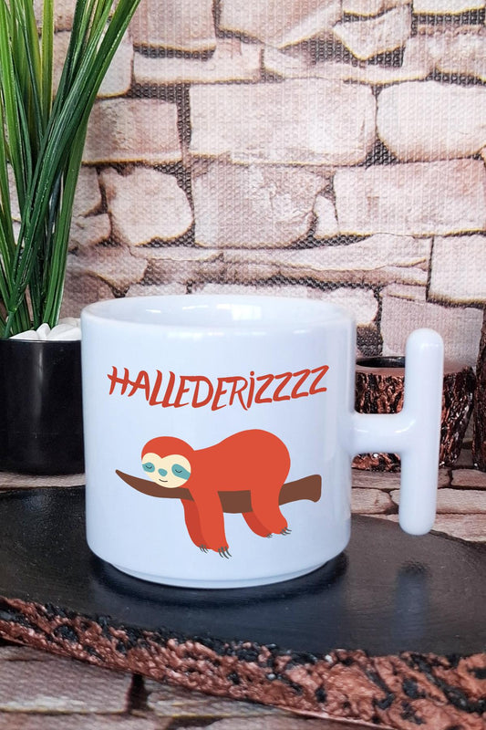 Hallederiz Koala Baskılı Hediyelik Eğlenceli T Kulplu Latte Fincanı Kupa Bardak