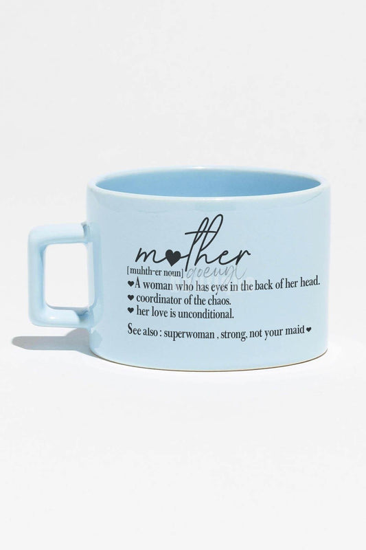 Happy Mother's Day Baskılı Anneler Günü Hediyelik Mavi Dikdörtgen Kulplu Fincan Kupa Bardak