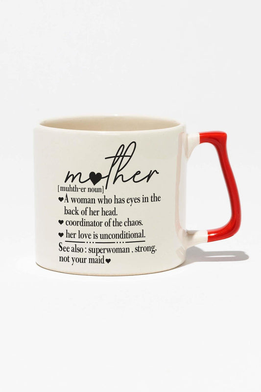 Happy Mother's Day No:3 Baskılı Anneler Günü Hediyelik Kırmızı Kulplu Modern Seramik Kupa