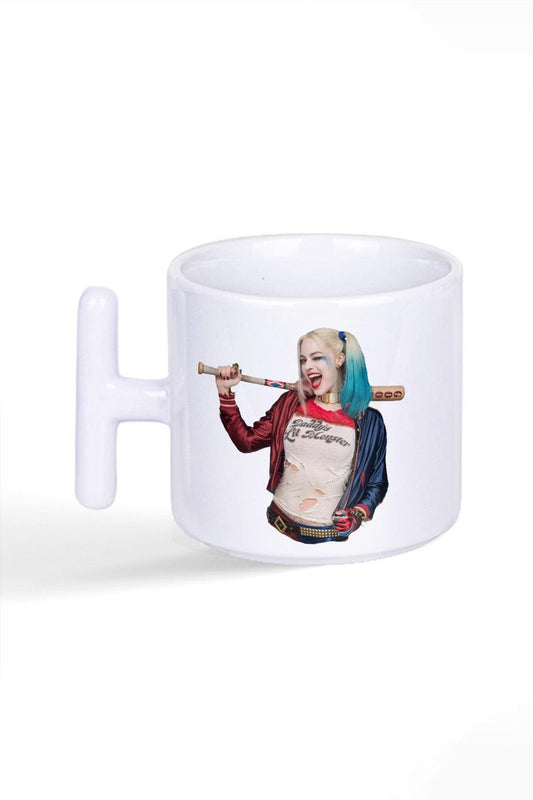 Harley Quinn Baskılı T Kulplu Latte Fincan Kupa Bardak