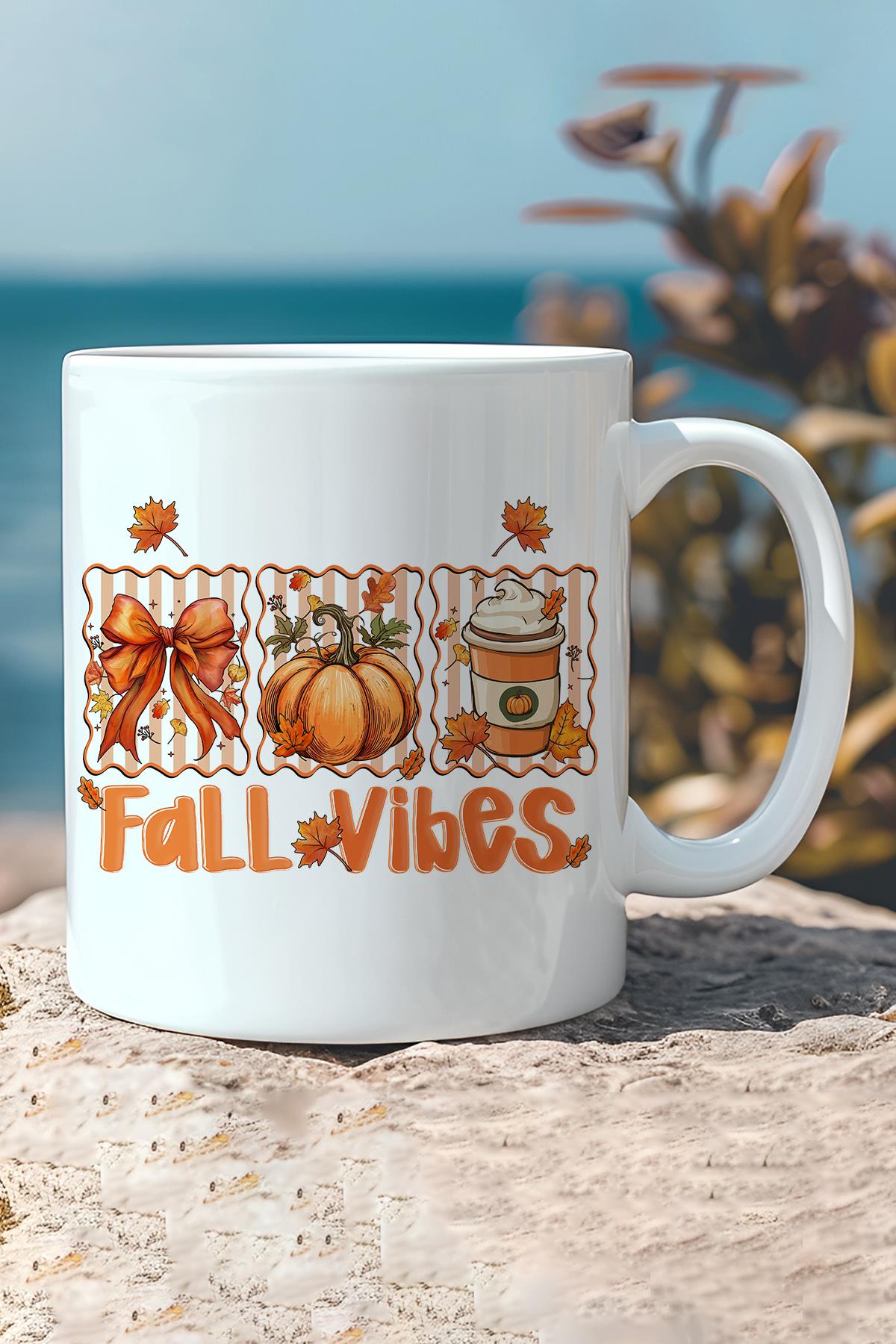 Hello Fall Vibes Baskılı Hediyelik Kupa Bardak