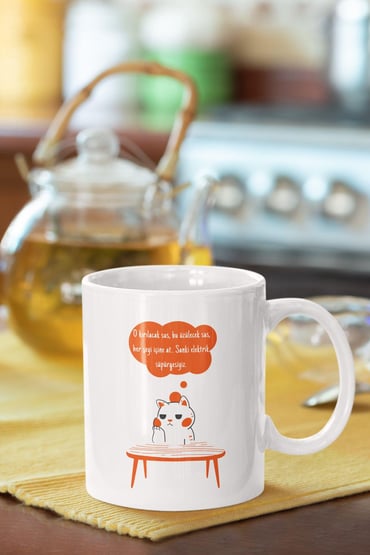 Her Şeyi İçine At Sanki Elektrik Süpürgesiyiz-Kedi Baskılı Eğlenceli Hediyelik Beyaz Kupa Bardak