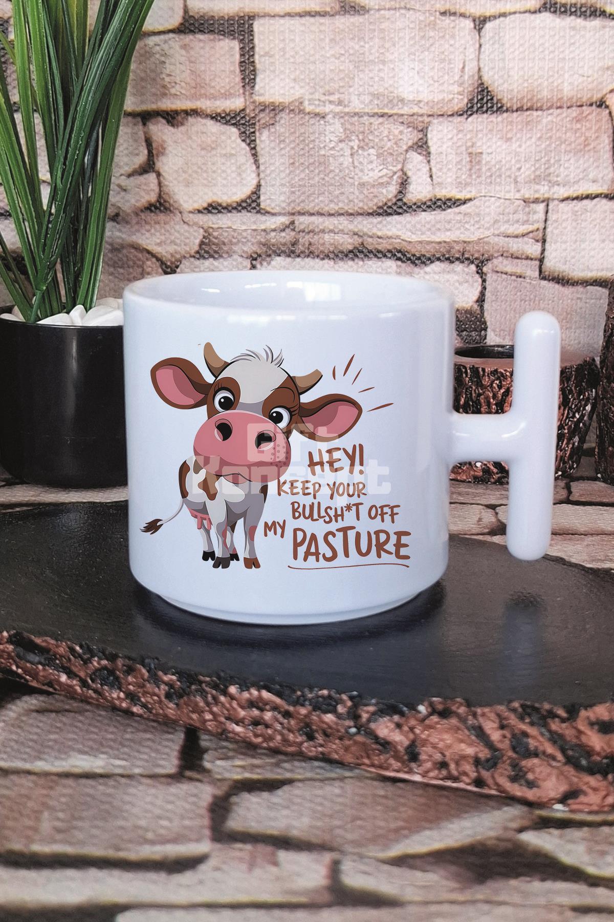 Hey! Keep Your Baskılı T Kulplu Latte Fincanı Kupa Bardak