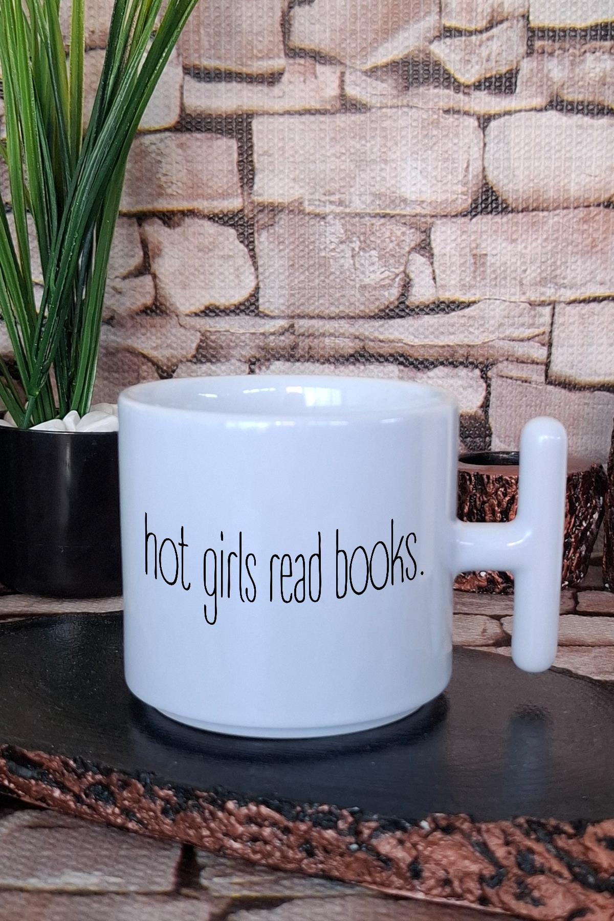 Hot Girls Read Books Baskılı Kitap Severler İçin Özel Hediye T Kulplu Latte Fincanı Kupa Bardak