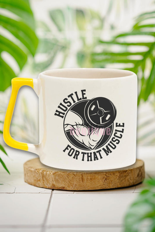 Hustle For That Muscle Yazılı Gym Spor Kas Yapma Azmi Hediyelik Kulplu Kupa Bardak