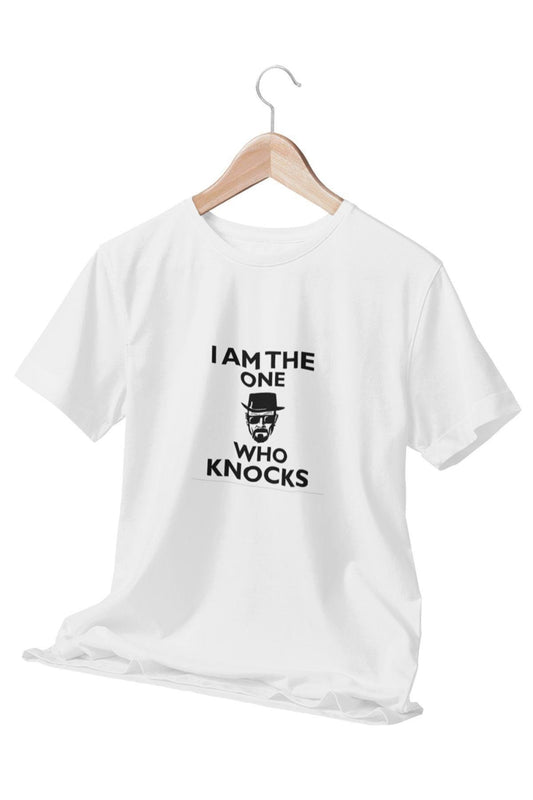 I Am The One Who Knocks Baskılı Breaking Bad Walter White Heisenberg Eğlenceli Beyaz Unisex T-Shirt