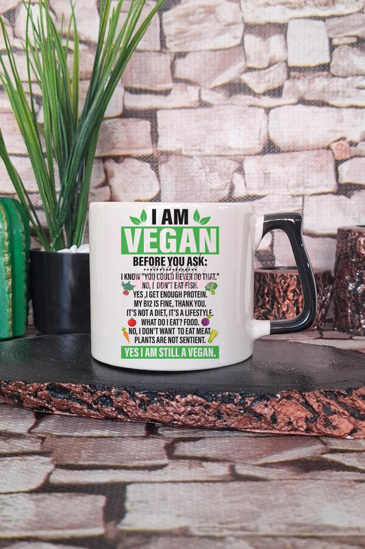 I Am Vegan Baskılı Hediyelik Kulplu Kupa Bardak