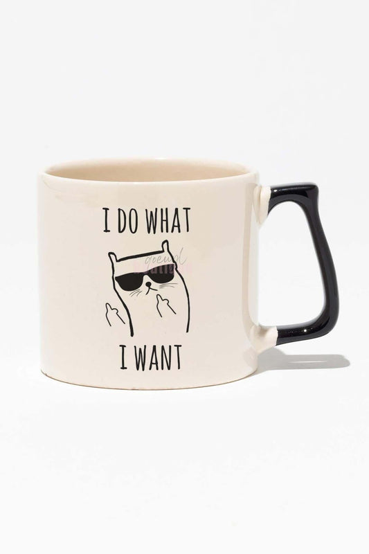 I Do What I Want Baskılı Siyah Kulplu Modern Seramik Kupa