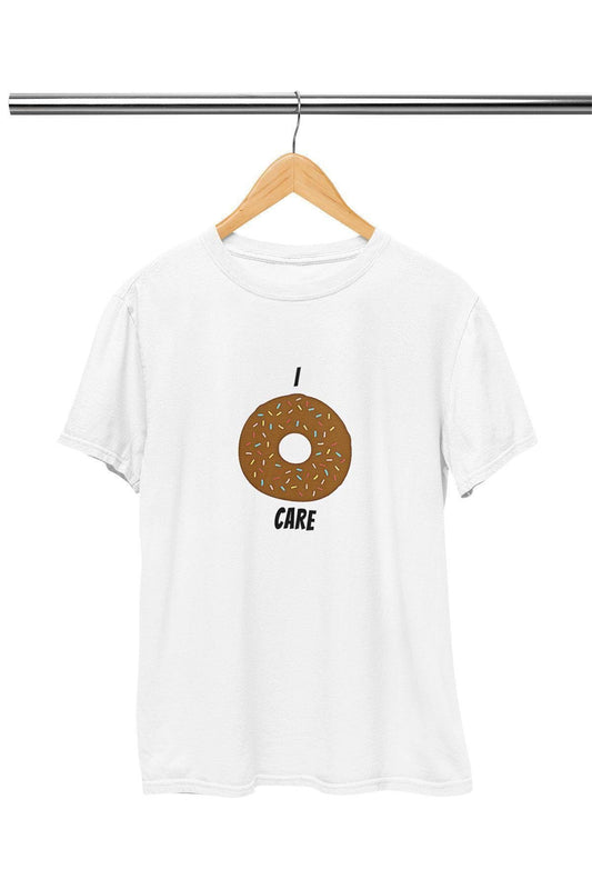 I Donut Care Baskılı Hediyelik Eğlenceli Beyaz Unisex T-Shirt