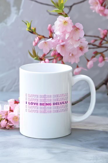 I Love Being DELULU Baskılı Eğlenceli Beyaz Kupa Bardak