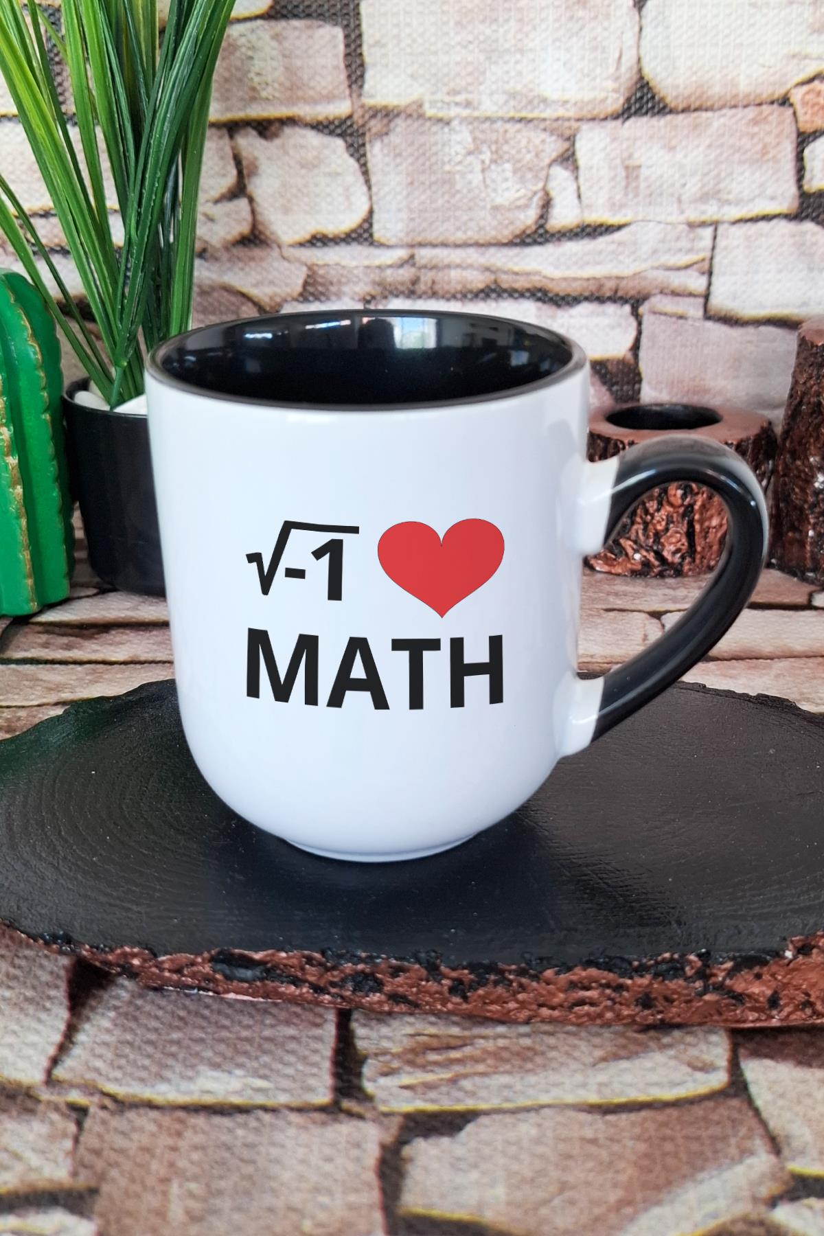 I Love Math Matematik Öğrenci Hediye Baskılı İçi ve Kulpu Siyah Renkli Premium Kupa Bardak