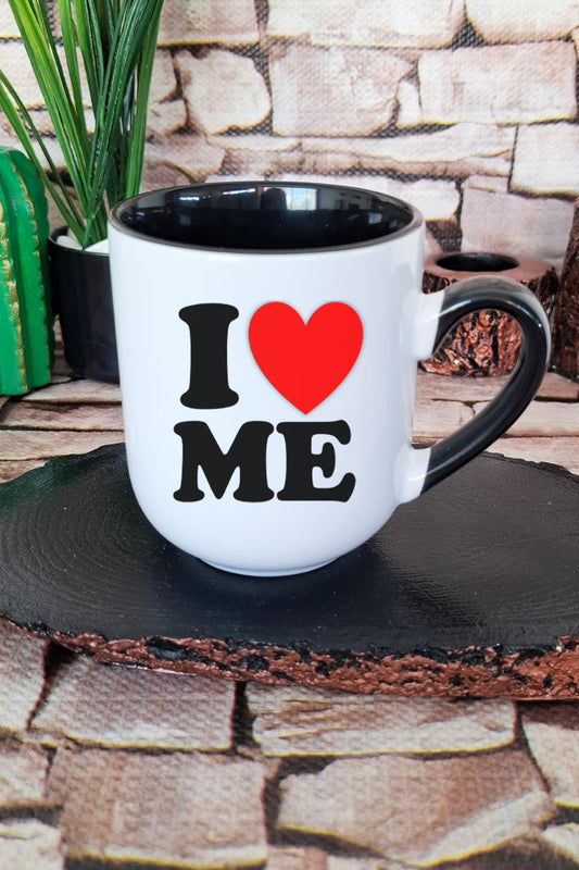 I Love Me Baskılı Eğlenceli Kupa BardakBaskılı İçi ve Kulpu Siyah Renkli Premium Kupa Bardak
