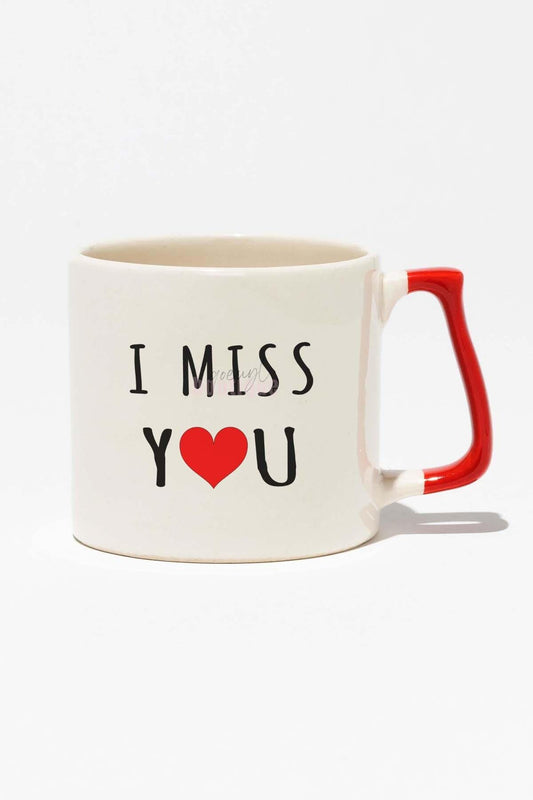 I Miss You Sevgili Baskılı Kırmızı Kulplu Modern Seramik Kupa