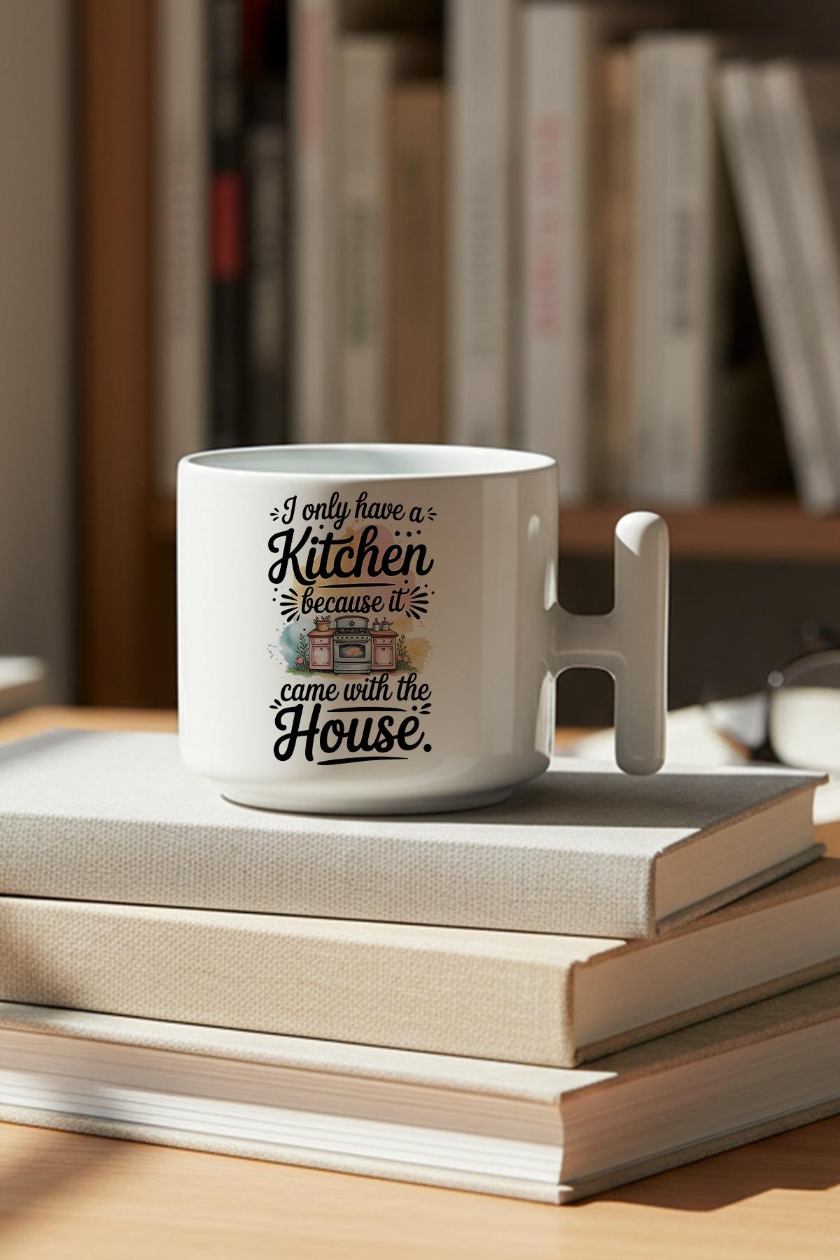 I Only Love Kirchen Baskılı Hediyelik T Kulplu Latte Fincanı Kupa Bardak