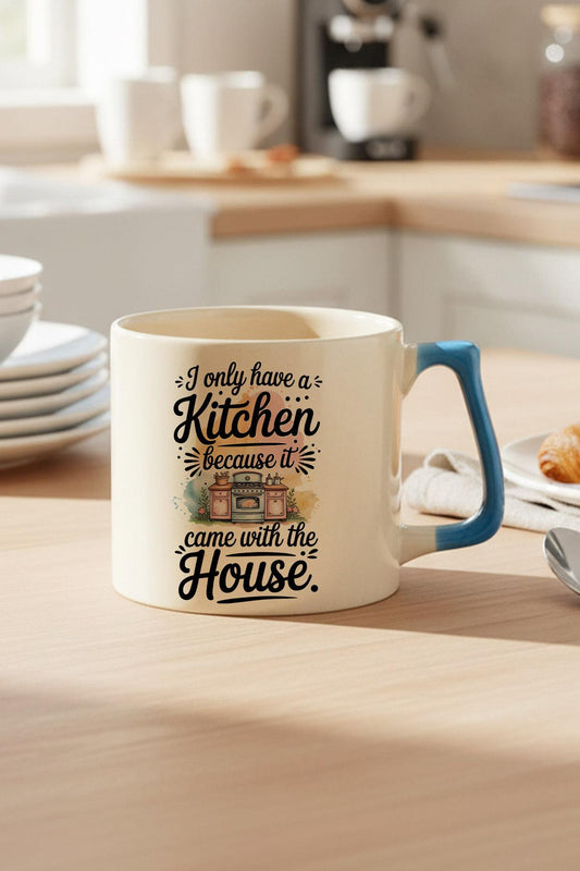 I Only Love Kirchen Baskılı Mavi D Kulplu Kupa Bardak