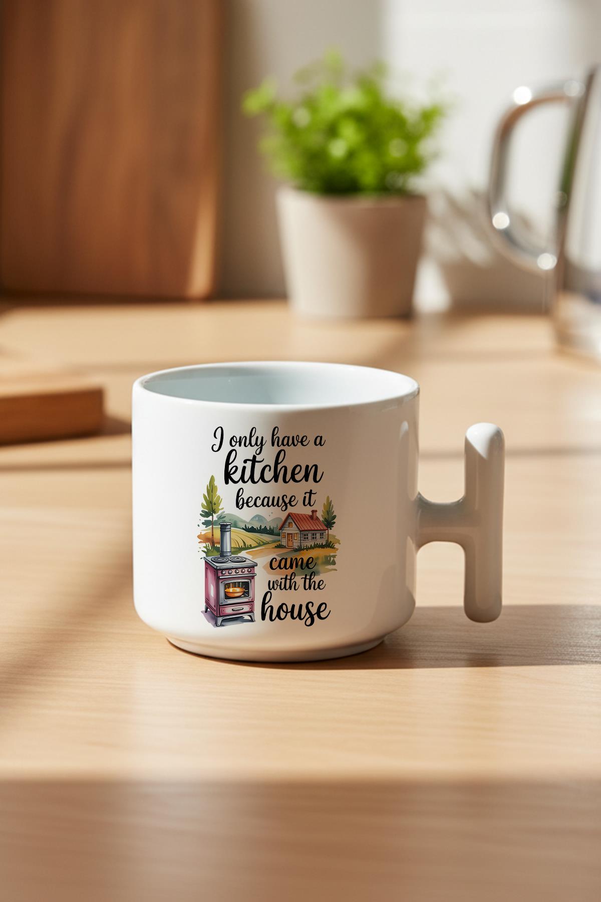 I Only Love Kitchen Baskılı Hediyelik T Kulplu Latte Fincanı Kupa Bardak