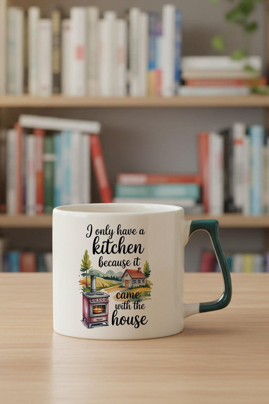 I Only Love Kitchen Baskılı Yeşil D Kulplu Kupa Bardak