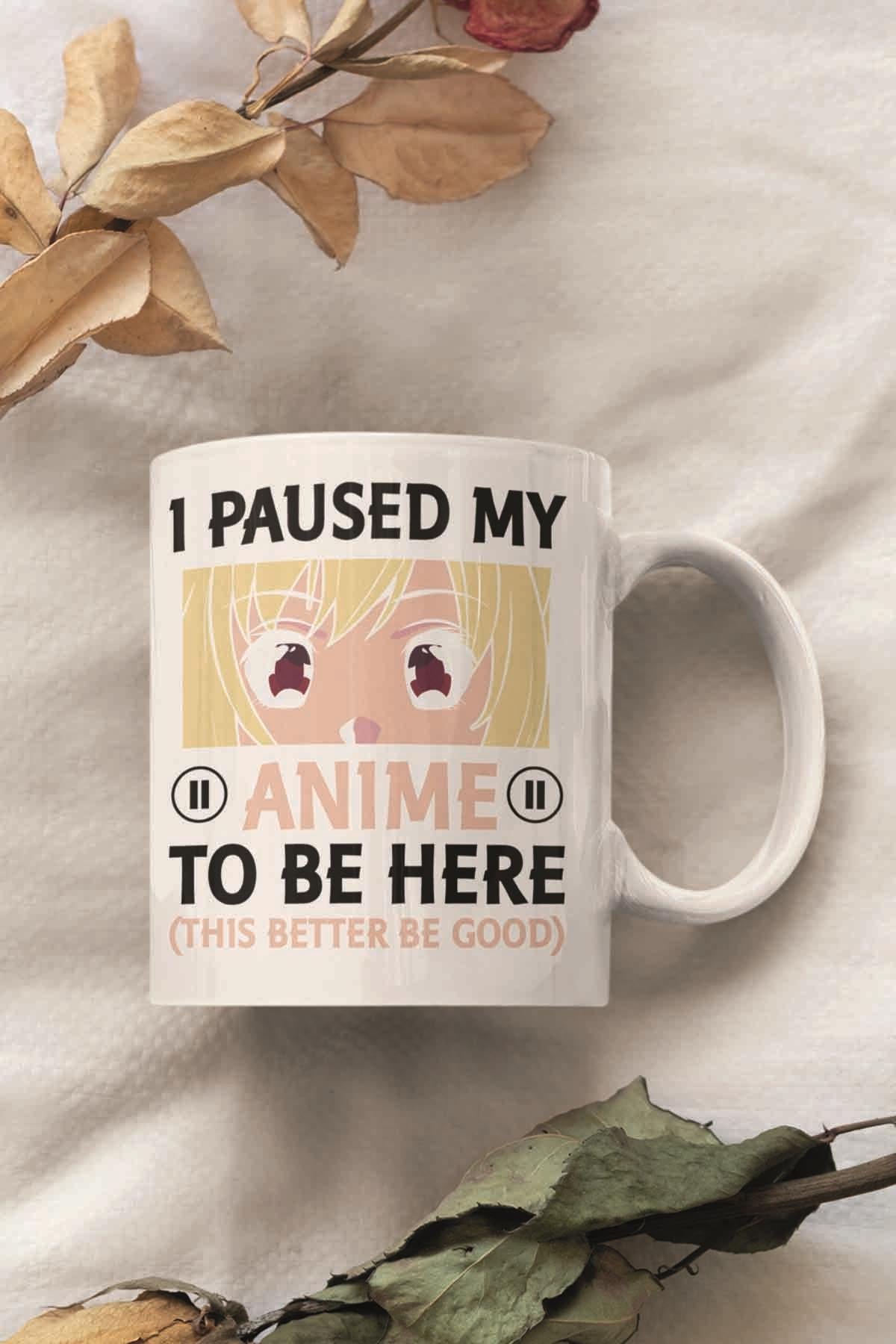 I Pause My Anime Sarı Baskılı Hediyelik Kupa Bardak