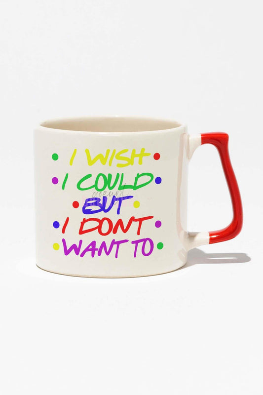 I Wish I Could Baskılı | Phoebe Friends Hediyelik | Kırmızı Kulplu Modern Seramik Kupa