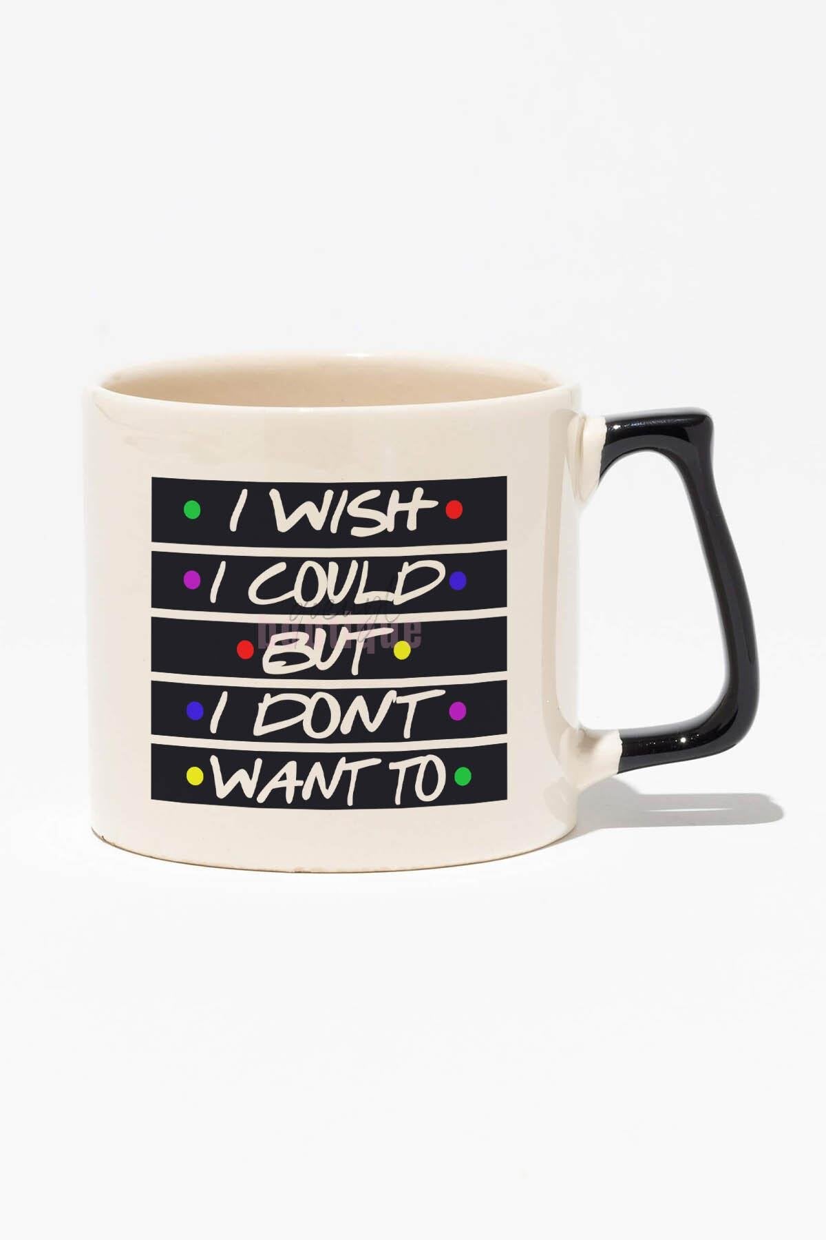 I Wish I Could Baskılı | Phoebe Friends Hediyelik | Kırmızı Kulplu Modern Seramik Kupa