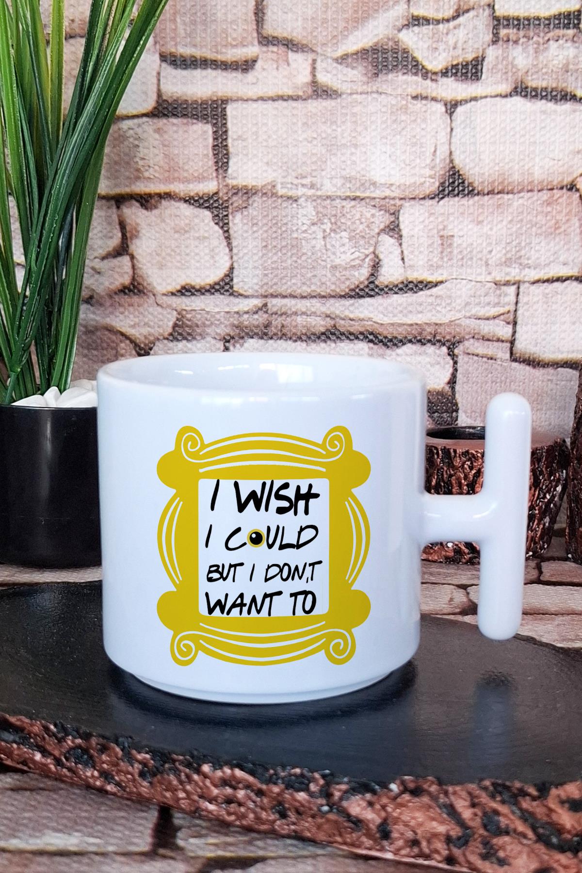 I Wish I Could But I Don't Know Phoebe Friends Baskılı T Kulplu Latte Fincanı Kupa Bardak