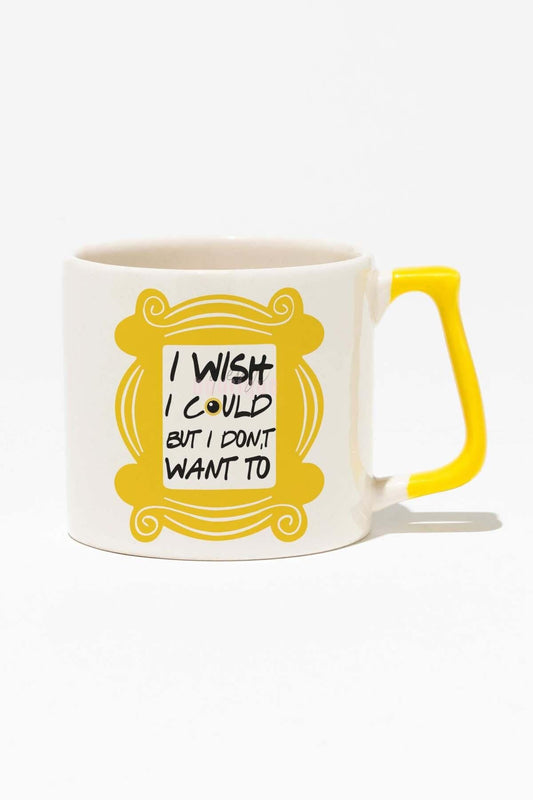I Wish I Could But I Don't Know Phoebe Friends Baskılı Sarı Kulplu Modern Seramik Kupa