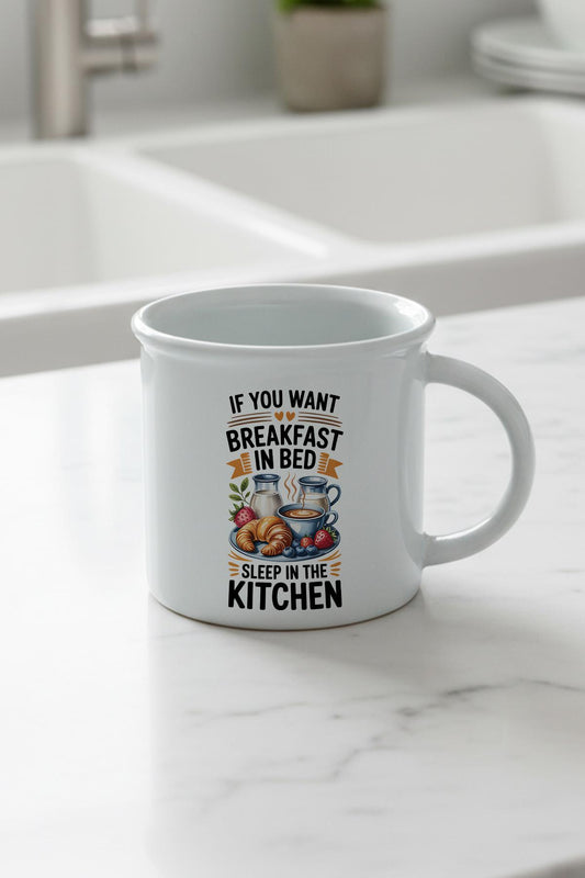 If You Want Breakfast Baskılı Enamel Görünümlü Seramik Vintage Kupa Bardak