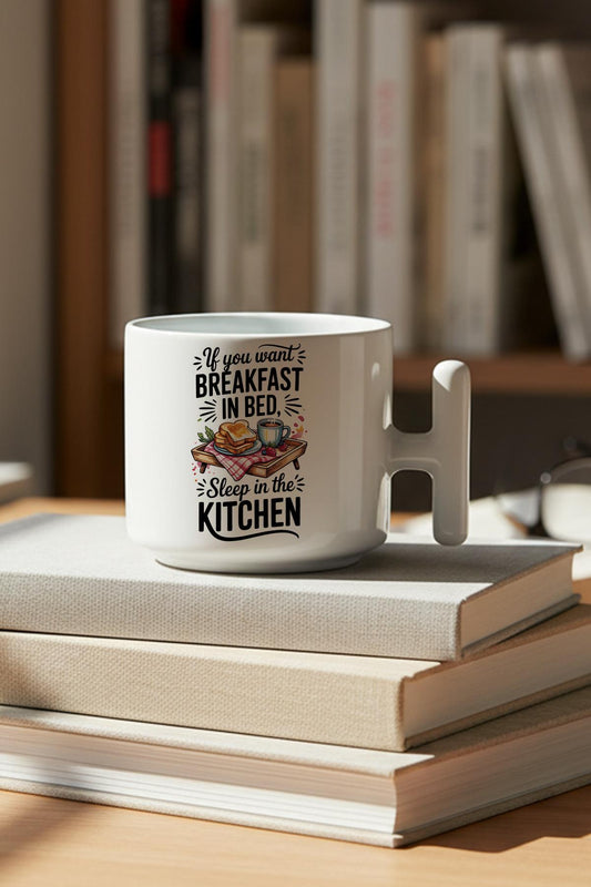 If You Want Breakfast Baskılı Hediyelik T Kulplu Latte Fincanı Kupa Bardak