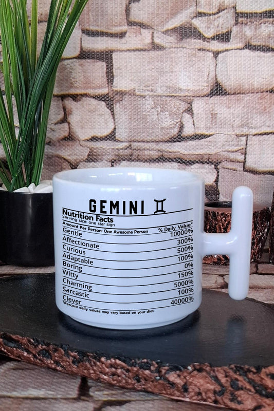 İkizler Burcu Gemini nutrition facts Eğlenceli Hediyelik Baskılı T Kulplu Latte Fincanı Kupa Bardak
