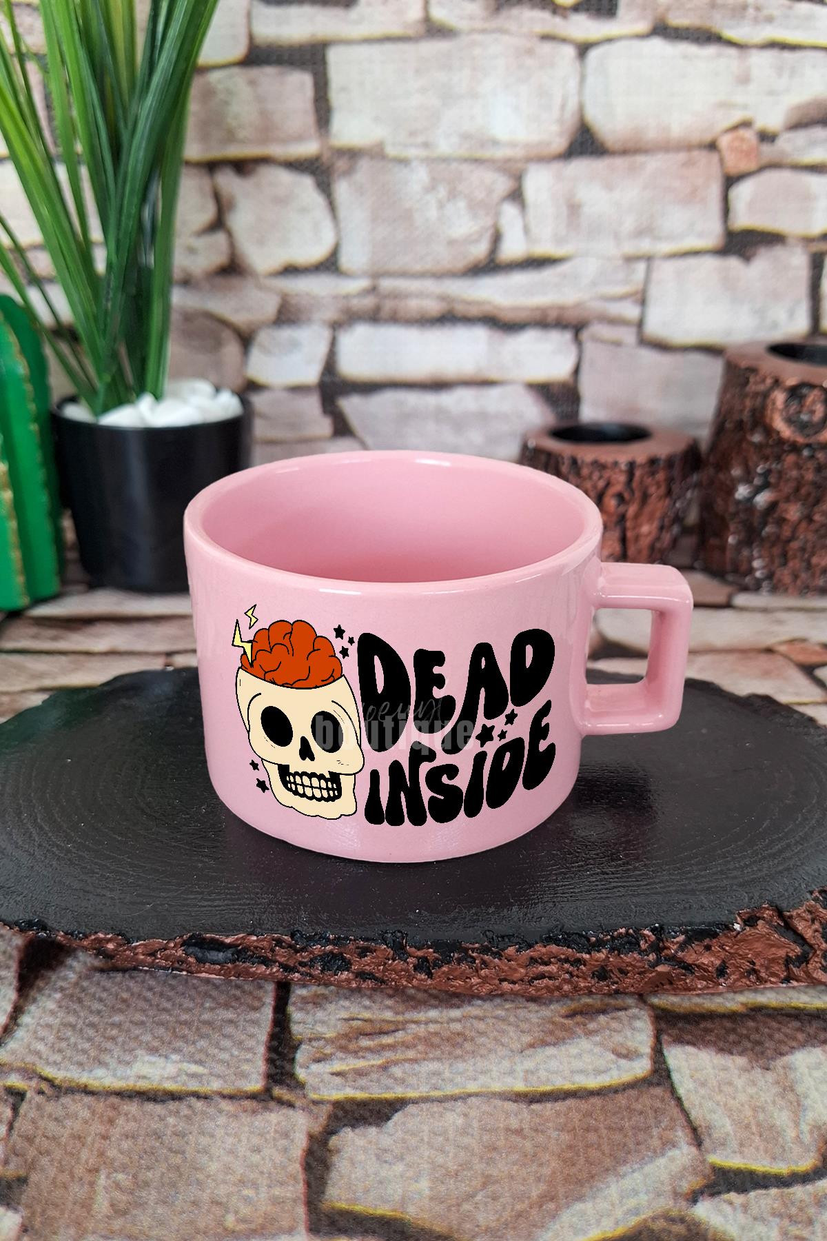 I'm dead inside İçsel Boşluk Komik Kare Kulplu Fincan Mavi Kupa Bardak