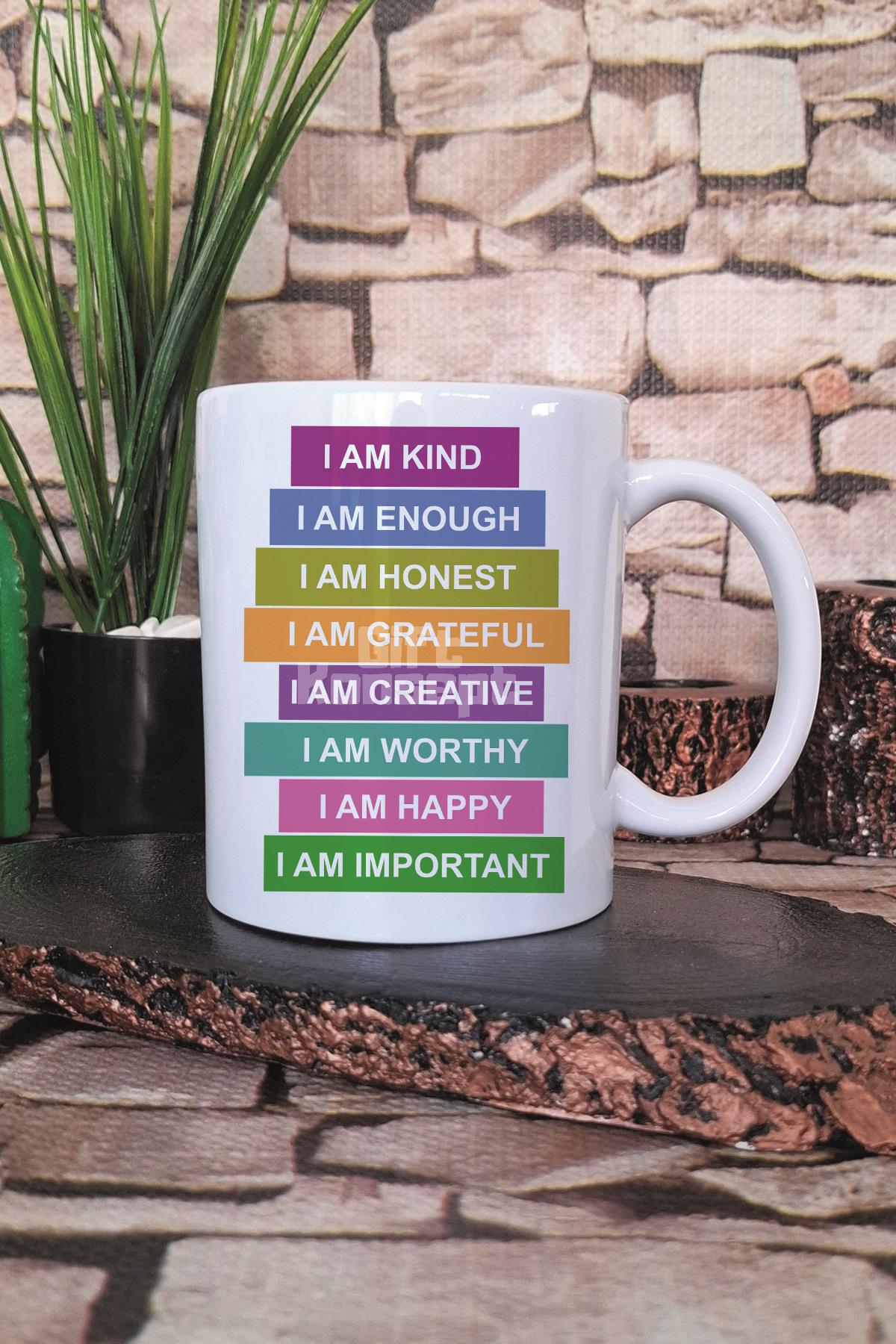 I'm Kind I'm Greatful Yazılı Olumlama Şükür Manifest Hediyelik Baskılı Çay Kahve Sunum Kupa Bardak