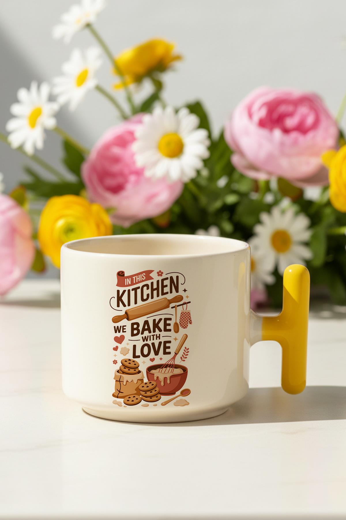 In This Kitchen Baskılı Hediyelik T Kulplu Latte Fincanı Kupa Bardak