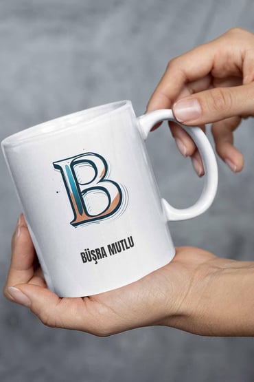 İsme Özel Kişiselleştirilebilir A Harfi Baskılı Kupa Bardak