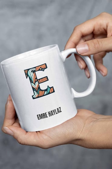 İsme Özel Kişiselleştirilebilir A Harfi Baskılı Kupa Bardak