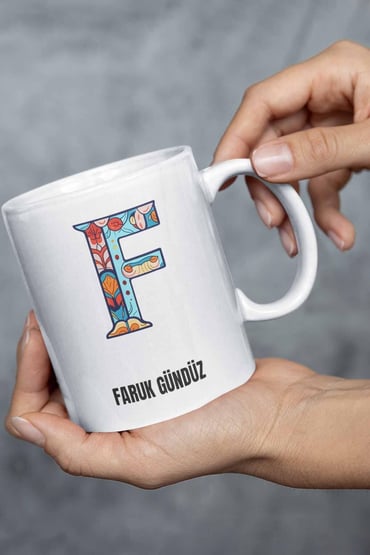 İsme Özel Kişiselleştirilebilir A Harfi Baskılı Kupa Bardak