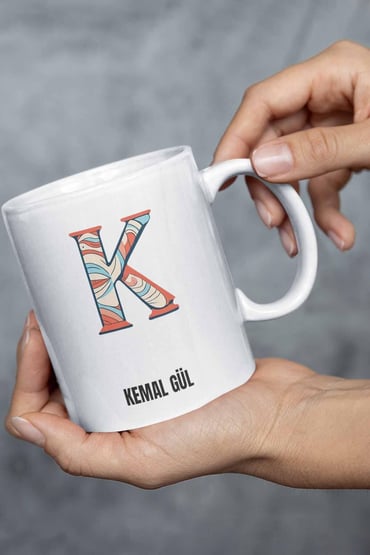 İsme Özel Kişiselleştirilebilir A Harfi Baskılı Kupa Bardak