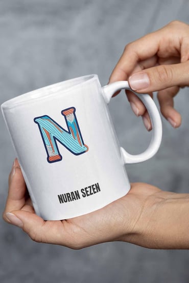 İsme Özel Kişiselleştirilebilir A Harfi Baskılı Kupa Bardak