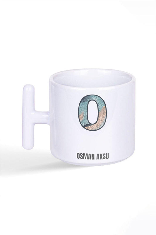 İsme Özel Kişiselleştirilebilir O Harfi Baskılı Latte Fincanı T Kulplu Kupa Bardak