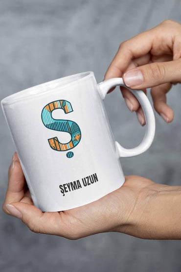 İsme Özel Kişiselleştirilebilir A Harfi Baskılı Kupa Bardak