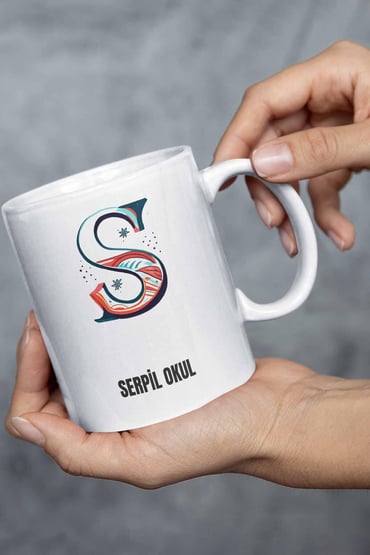 İsme Özel Kişiselleştirilebilir A Harfi Baskılı Kupa Bardak