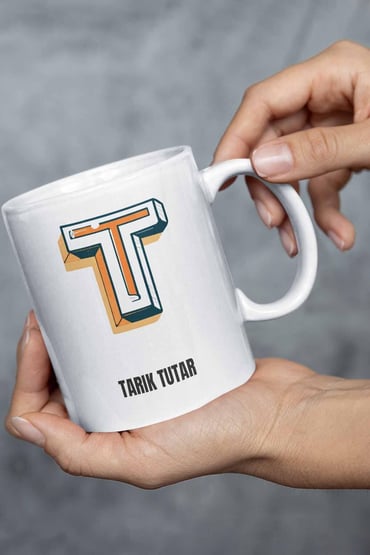 İsme Özel Kişiselleştirilebilir A Harfi Baskılı Kupa Bardak