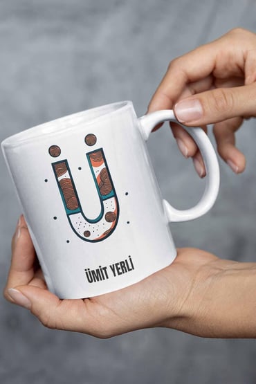 İsme Özel Kişiselleştirilebilir A Harfi Baskılı Kupa Bardak