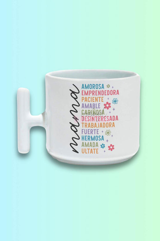 İspanyolca Anne Quotes Baskılı Anneler Günü Hediyelik T Kulplu Latte Fincanı Kupa Bardak