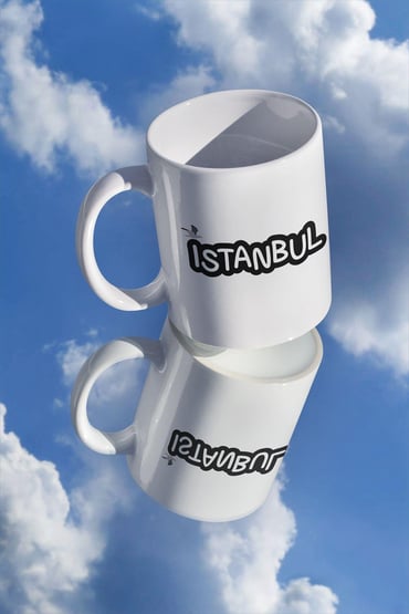 İstanbul Yazı Baskılı Hediyelik Beyaz Kupa Bardak