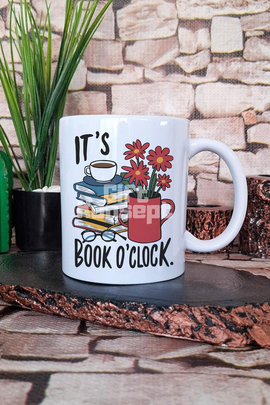 Its Book O'Clock Yazılı Kitap Okuma Zamanı Mottosu Hediyelik Baskılı Çay Kahve Sunum Kupa Bardak