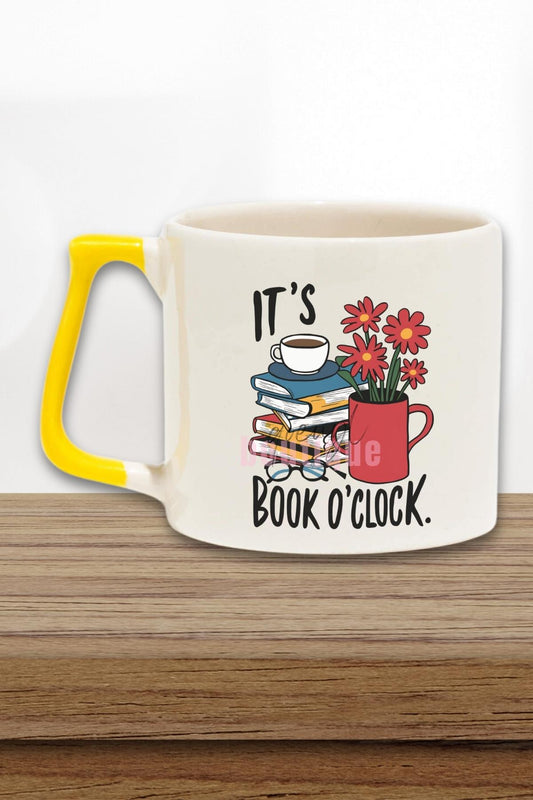 Its Book O'Clock Yazılı Kitap Okuma Zamanı Mottosu Hediyelik Kulplu Kupa Bardak