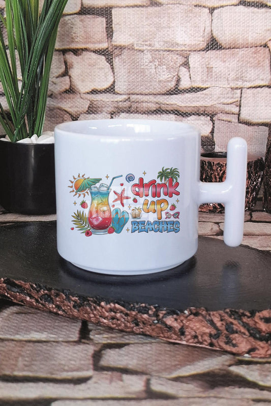 It's Called Summer Water Baskılı T Kulplu Latte Fincanı Kupa Bardak