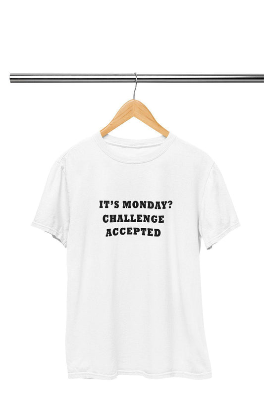 Its Monday Challenge Accepted Baskılı HIMYM Barney Stinson Hediyelik Eğlenceli Beyaz Unisex T-Shirt